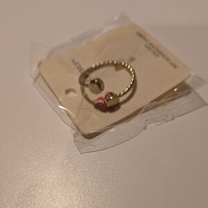 Adjustable Beaded Open-Ended Ring in Gold